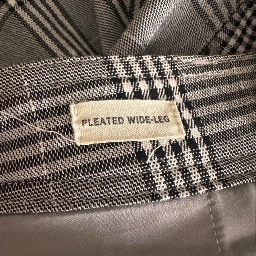 Madewell Plaid Pleated Wide Leg Trouser Pants Size 6 Black White Grey - Picture 6 of 7
